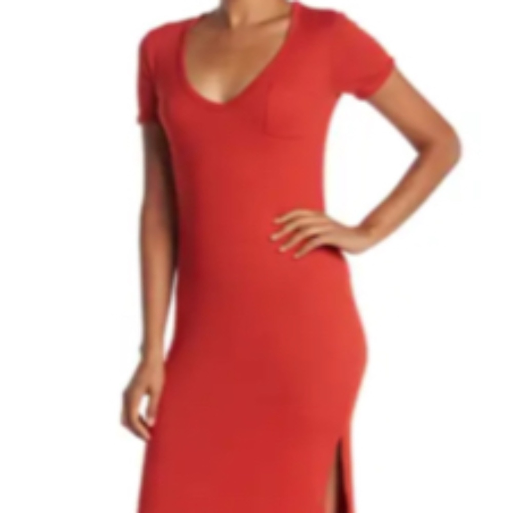 NWOT V-Neck Side Vent Maxi T-Shirt Dress by Velvet Torch